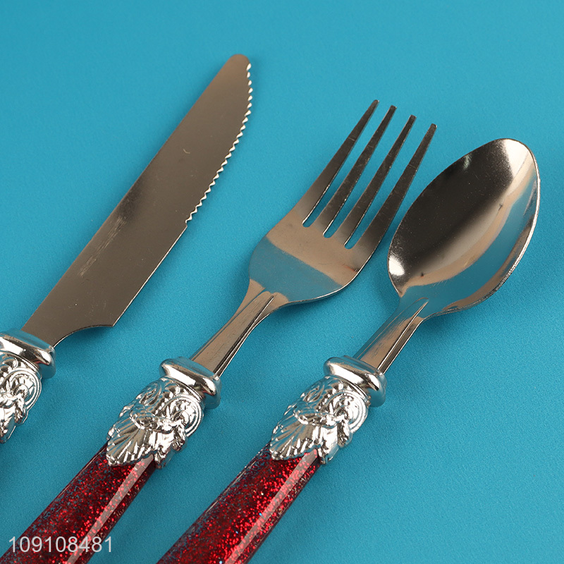 Good Quality 4 Pieces Stainless Steel Flatware Cutlery Set with Unique Handle