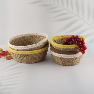 High Quality Multi-Purpose Woven Cattail Storage Basket for Vegetables Fruits