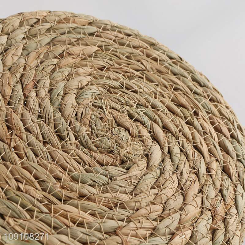 Wholesale Natural Woven Cattail Storage Basket for Shelves Closet Kitchen