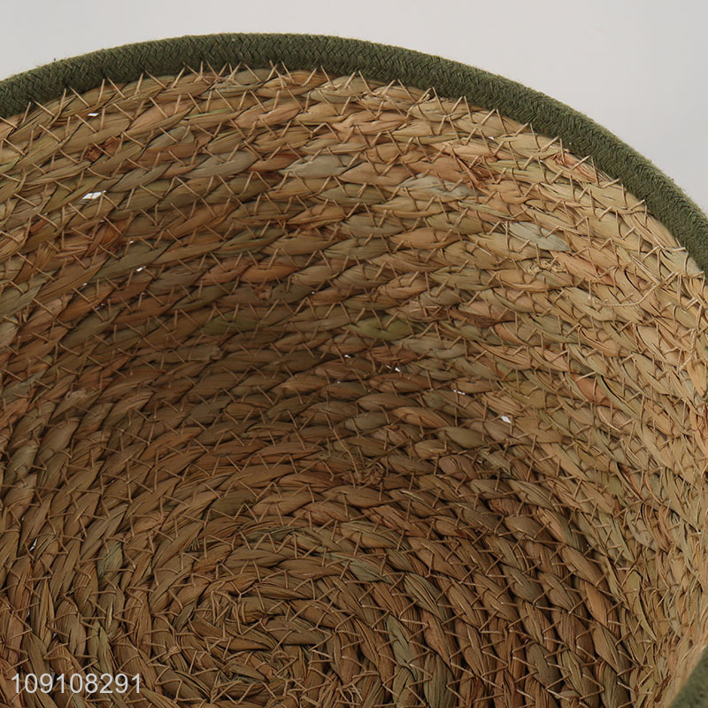 New Arrival Multi-Purpose Woven Cattail Storage Basket Desktop Organizer