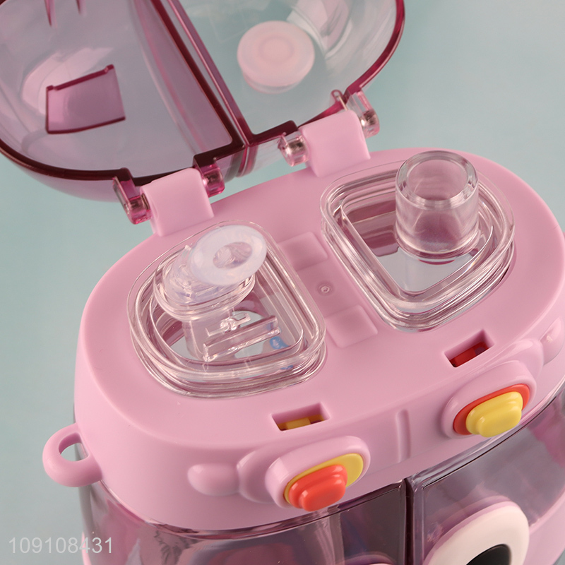 New Product Cute Water Bottle Dual Drink Bottles with Straw & Shoulder Strap