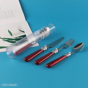 Good Quality 4 Pieces Stainless Steel Flatware Cutlery Set with Unique Handle