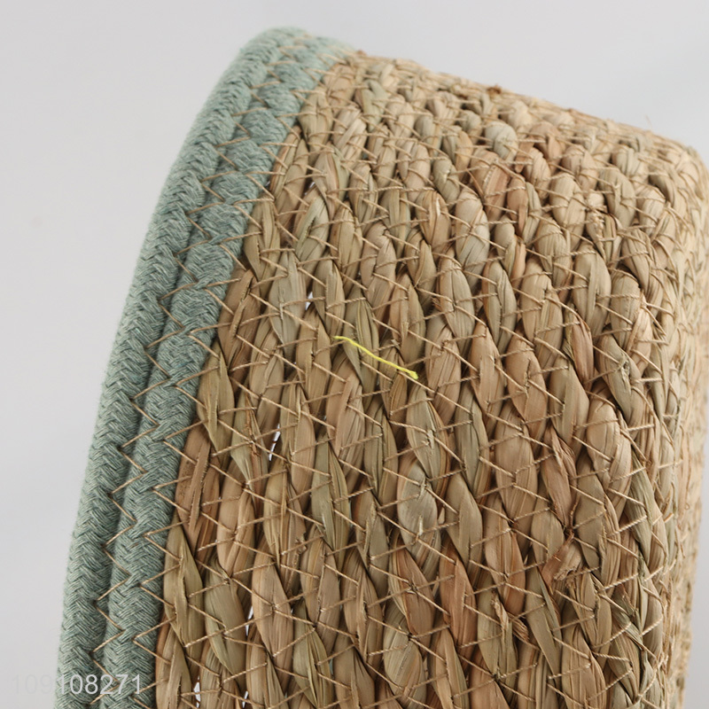 Wholesale Natural Woven Cattail Storage Basket for Shelves Closet Kitchen