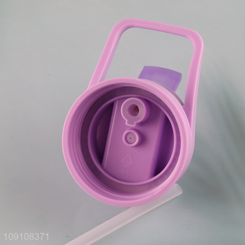 New Arrival Portable Leakproof Plastic Sports Water Bottle with Silicone Straw