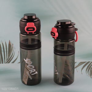 New Product Unbreakable Plastic Sports Water Bottle with Flip Straw