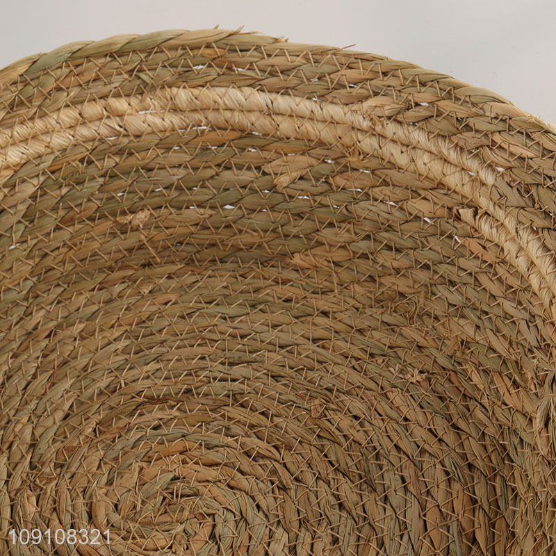 Hot Sale Multi-Function Woven Cattail Storage Basket Kitchen Desktop Organizer