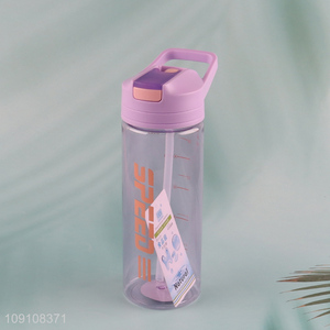 New Arrival Portable Leakproof Plastic Sports Water Bottle with Silicone Straw