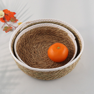 Factory Price Multipurpose Woven Cattail Storage Basket Handmade Storage Basket