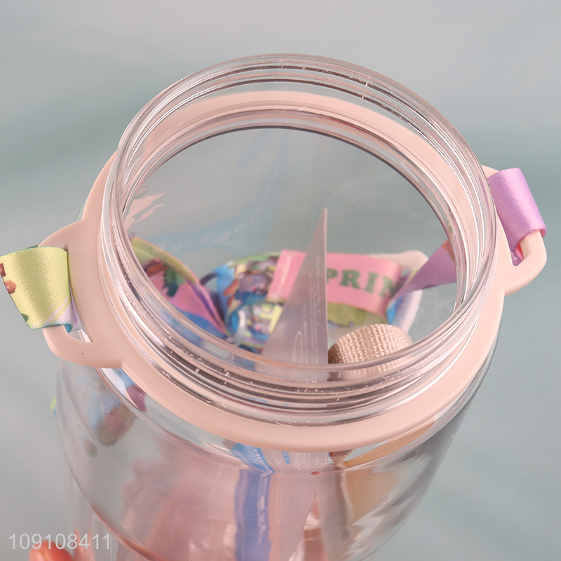 Wholesale Cute Plastic Water Bottle with Straw, Tea Infuser & Strap