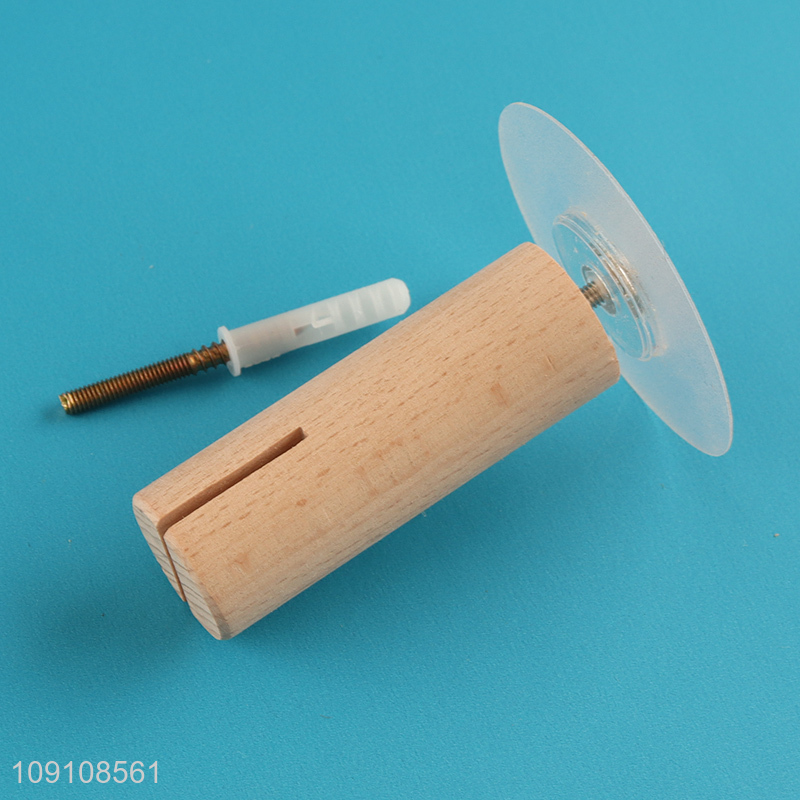 New Product Wood & Leather Wall Paper Towel Holder for Kitchen Bathroom