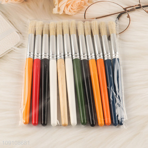 New Product 12PCS Wooden Handle Paint Brush Set for Acrylic Oil Watercolor