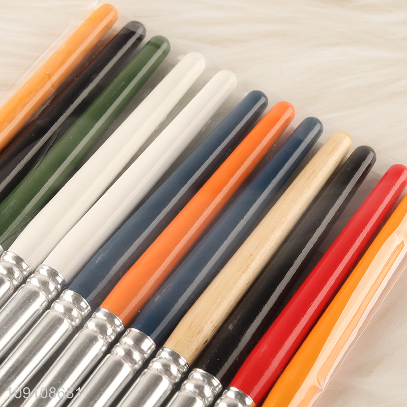 New Product 12PCS Wooden Handle Paint Brush Set for Acrylic Oil Watercolor