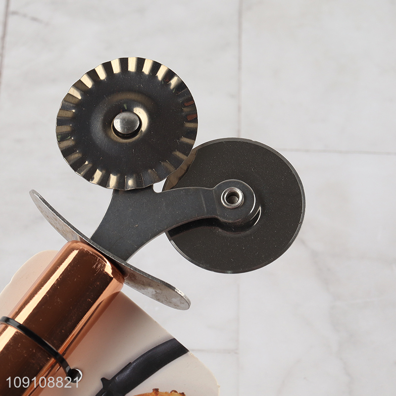 Hot Selling Stainless Steel Double Pizza Cutter Wheel Pastry Wheel