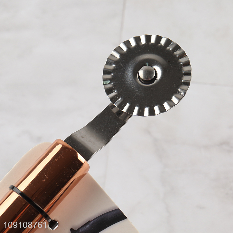 China Imports Stainless Steel Fluted Pastry Wheel Pizza Cutter Wheel