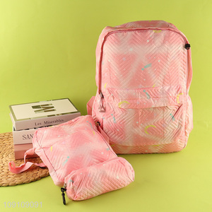 China factory 3pcs pink students school bag pencil bag shoulder bag set
