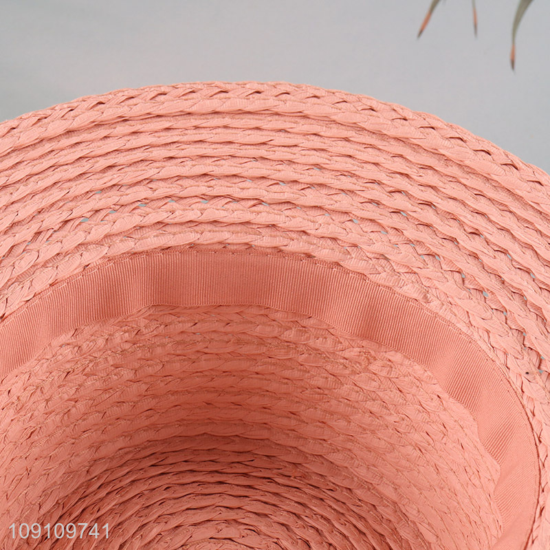 Most popular pink ladies summer breathable straw hat sun hat for sale