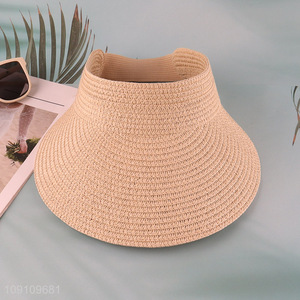 Hot selling summer outdoor fashionable ladies straw visor hat sun visor hat