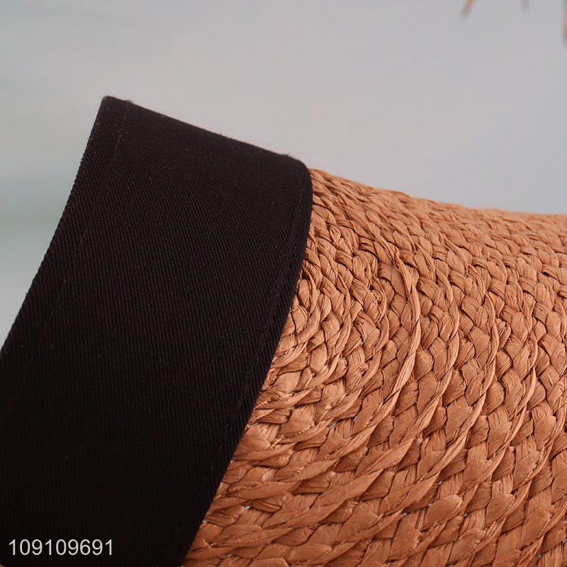 Yiwu market fashionable outdoor summer straw visor hat sun visor hat