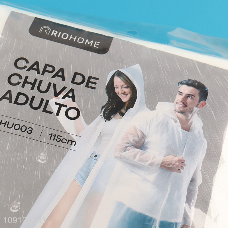 Wholesale White Reusable EVA Raincoat Rain Ponchos for Men Women