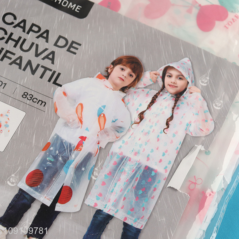 Hot Selling Reusable EVA Raincoat Rain Ponchos for Kids Children