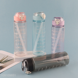 China factory multicolor plastic water bottle drinking bottle with straw