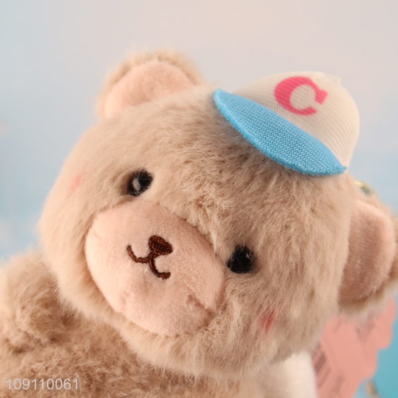 Popular products baseball bear shape plush pendant keychain for gifts