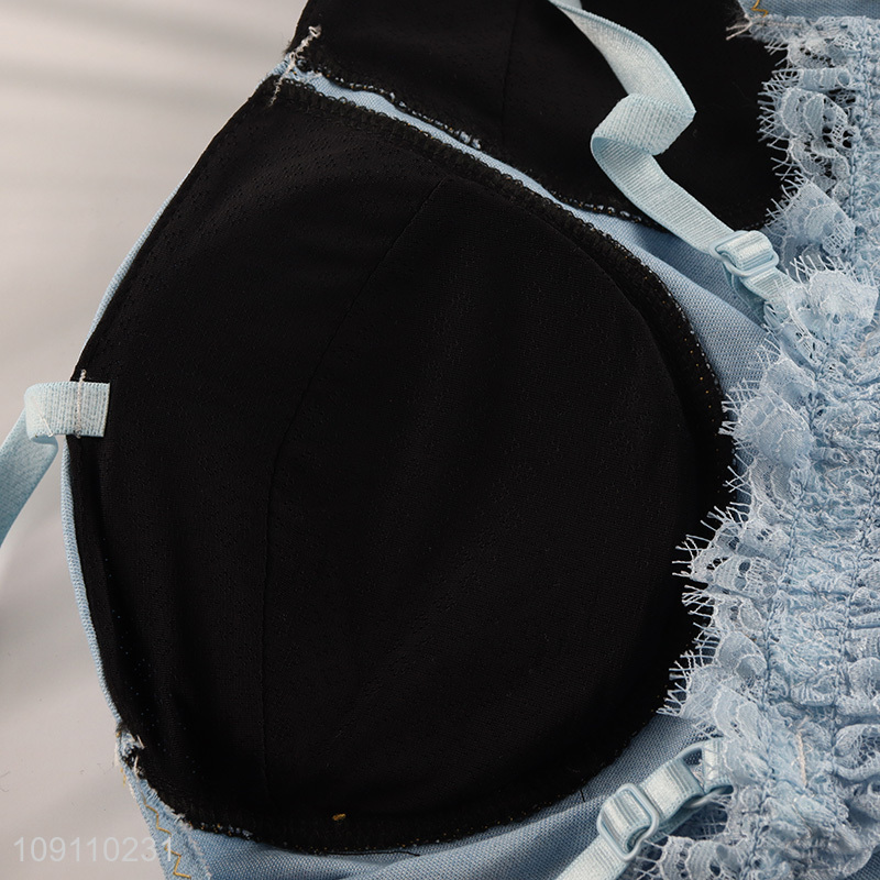 High Quality Womens Girls Denim Crop Top Strap Corset Crop Top