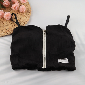 Good Quality Zipper Camisole Tops Padded Crop Tops for Women