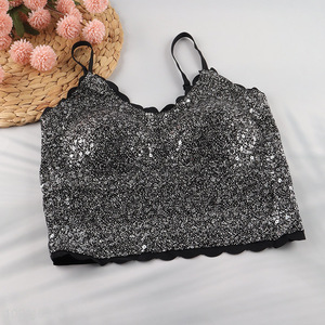 Factory Price Women's Camisole Tops Sparkle Glitter Tank Tops