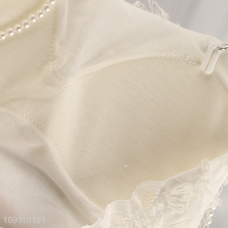 Factory Supply Women's Strap Crop Top Cami Bra with Pearl Strap