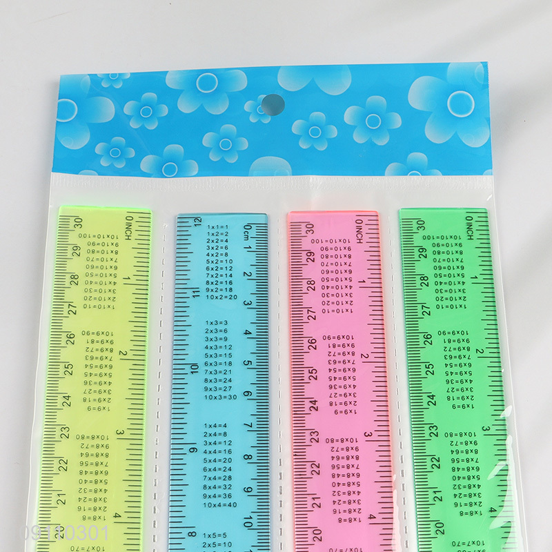 Wholesale 4PCS Plastic Straight Rulers Set for Kids Students Office School