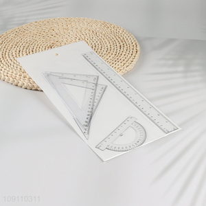 Factory Price 4PCS Plastic Ruler Math Set Math Geometry Set for Students