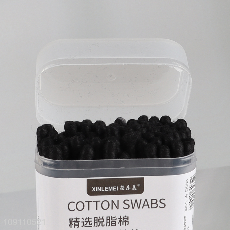 Good Quality 100 Count Ear Cleaner Swabs Double Ended Black Cotton Swabs