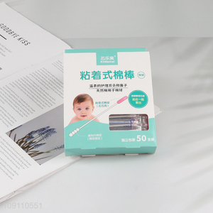 High Quality 50 Count Tiny Cotton Buds for Baby Ear Nose Cleaning