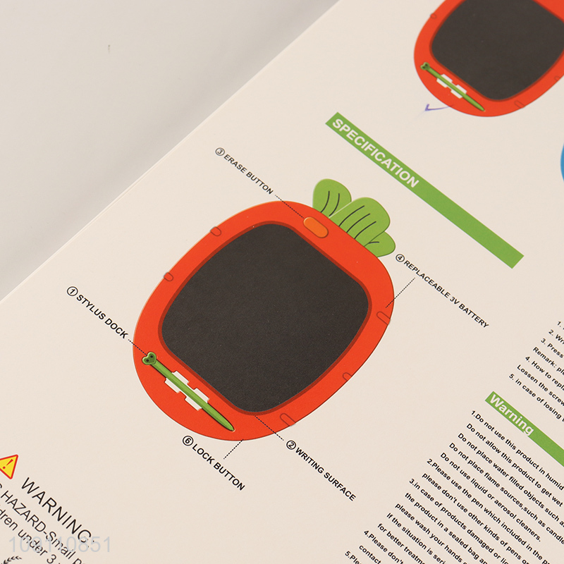 Most popular carrot shape kids LCD writing tablet painting tablet