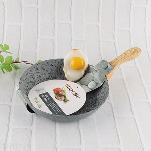 Popular products non-stick kitchen cooking frying pan with wooden handle