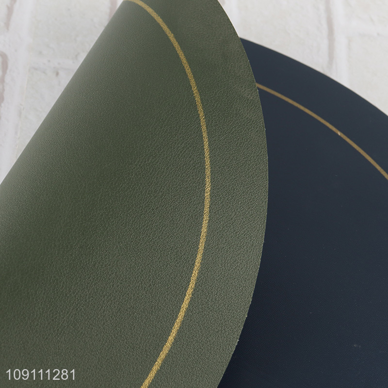 China products round multicolor pu leather place mat dinner mat