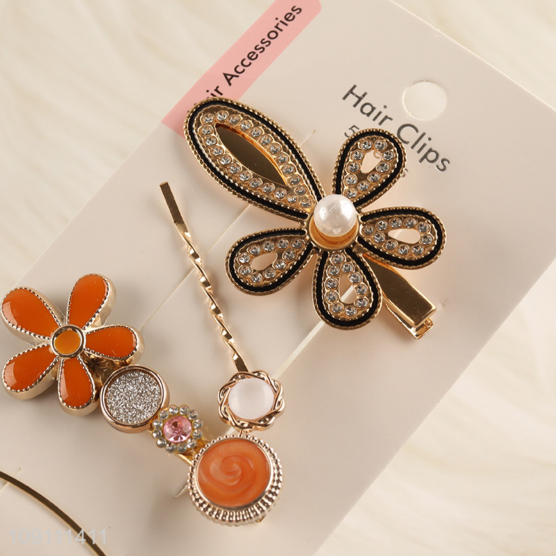 Latest products 5pcs metal fashionable hair accessories hair clip set