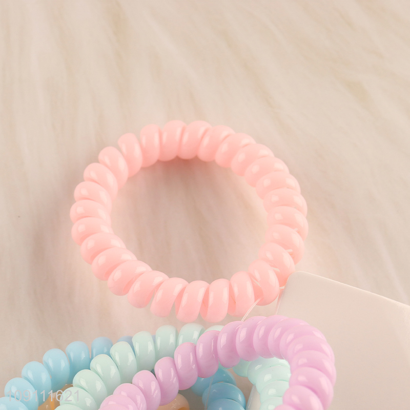 Wholesale Colored Telephone Wire Elastic Hair Bands Summer Candy Girl's Rubber Bands