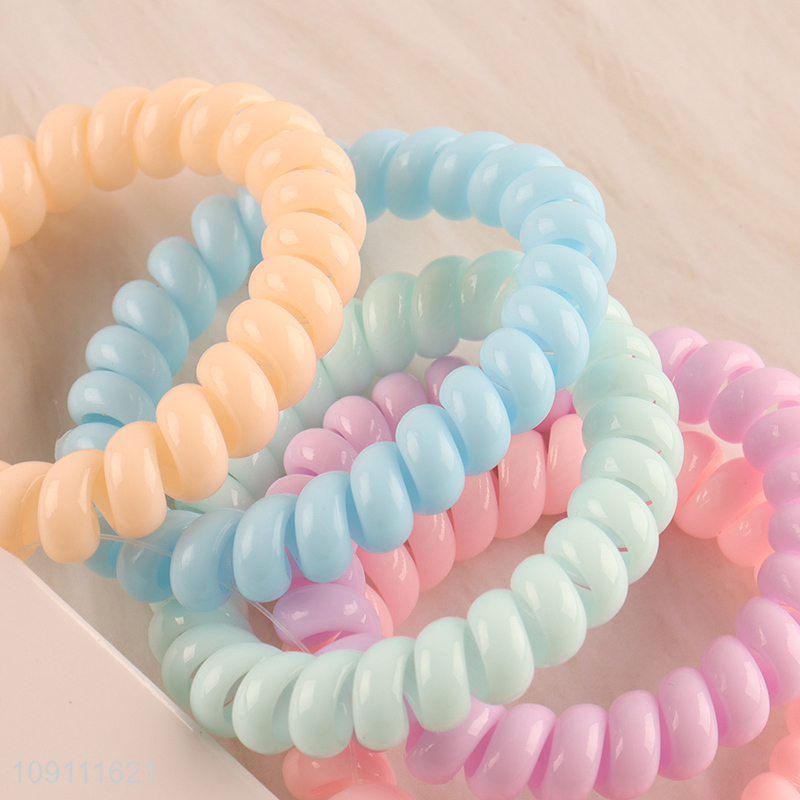 Wholesale Colored Telephone Wire Elastic Hair Bands Summer Candy Girl's Rubber Bands