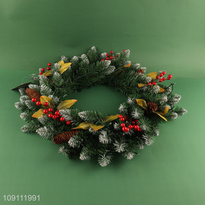 New product christmas decoration pvc decorative wreaths with led lights