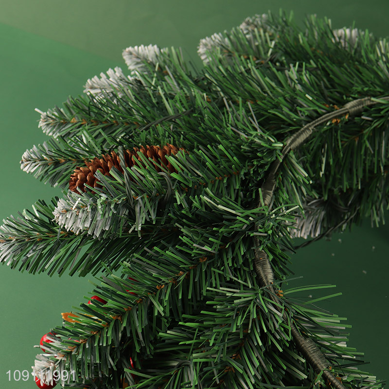 New product christmas decoration pvc decorative wreaths with led lights