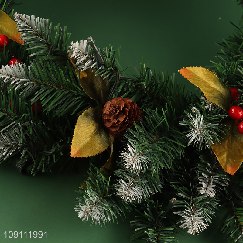 New product christmas decoration pvc decorative wreaths with led lights
