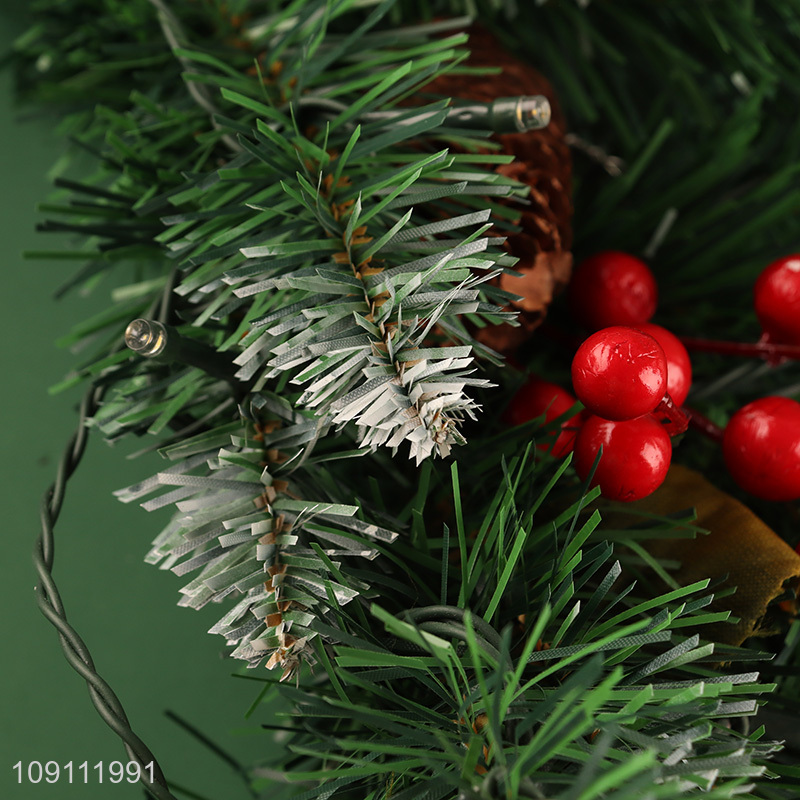 New product christmas decoration pvc decorative wreaths with led lights