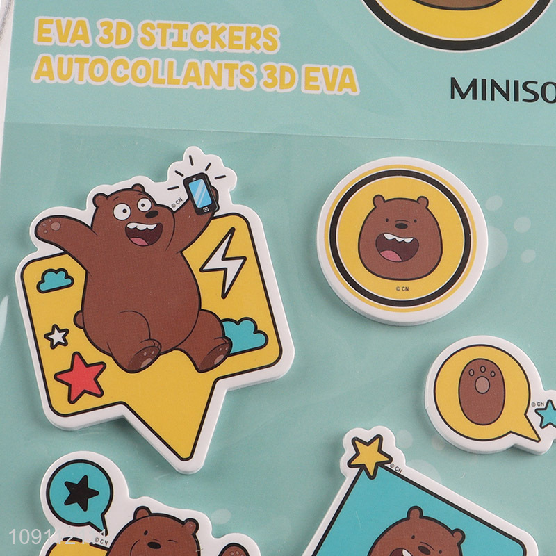 Hot Sale 3D Puffy Stickers Cartoon Bear Stickers for Laptop Water Bottle