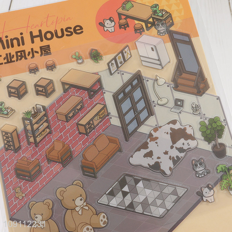 New Product Diy 3D House Stickers Cute Cartoon Scenery Stickers for Kids