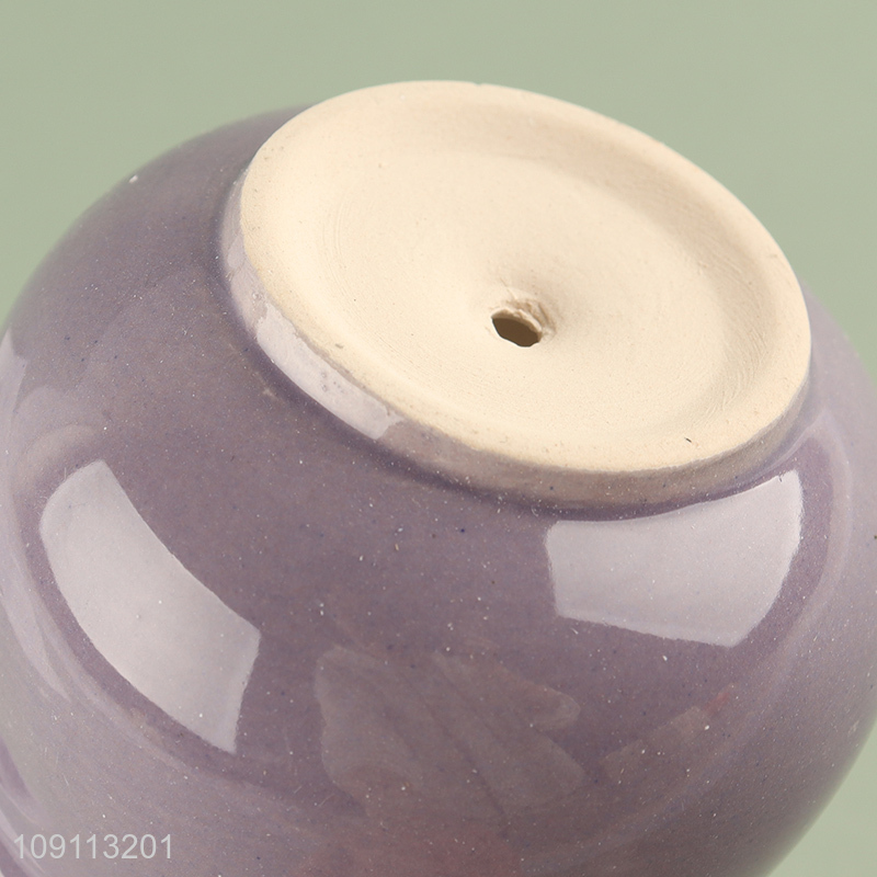 Yiwu market purple living room ceramic mini flower pot for sale