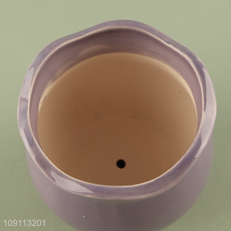 Yiwu market purple living room ceramic mini flower pot for sale