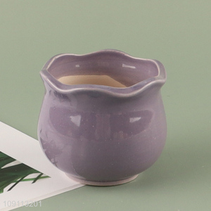 Yiwu market purple living room ceramic mini flower pot for sale