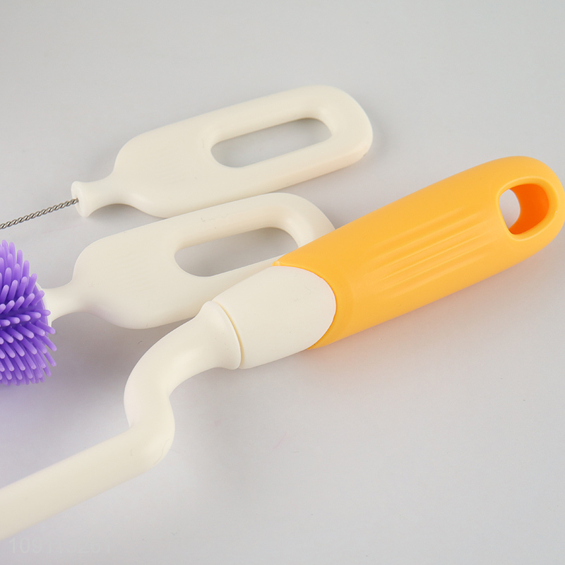 Hot selling professional silicone baby bottle brush set wholesale